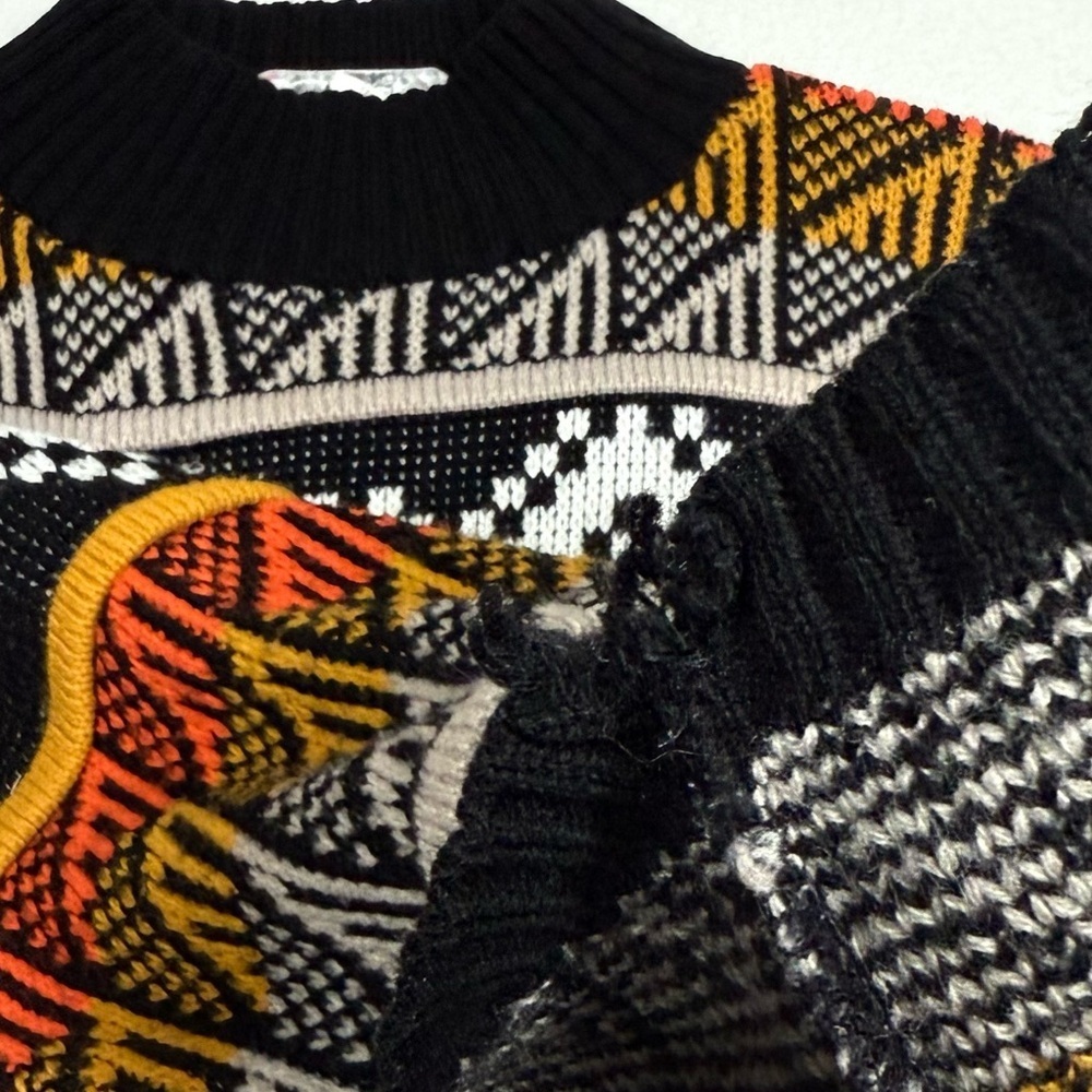 Vintage Sweater Women Large Black Orange‎ Knit 90s Halloween Croquet Club - Picture 7 of 7